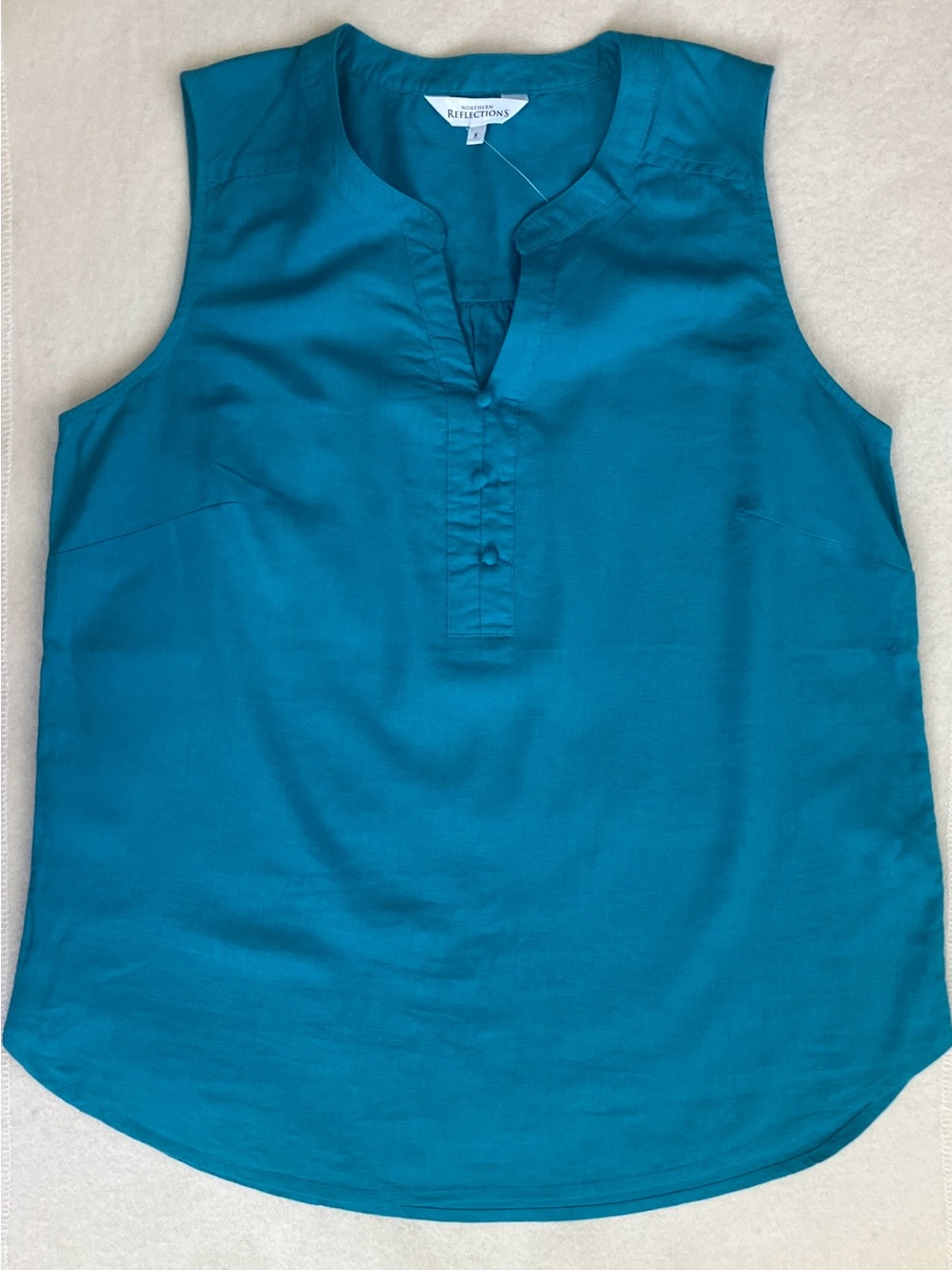 Northern Reflections Linen Blend Sleeveless Top - Size S - Oasis Blue - NWT